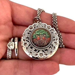 Celtic tree of Life Pendant Locket Necklace Personalized with Photo Message for Men Women