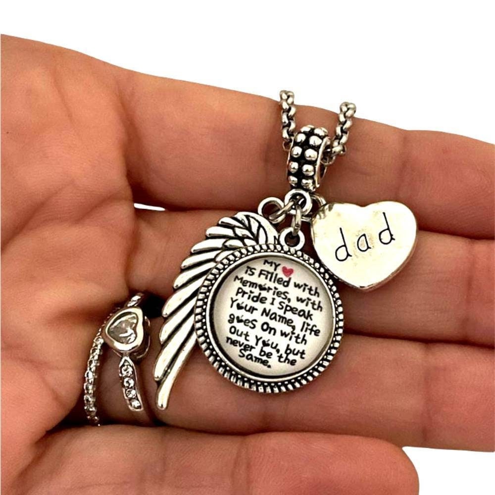 Dad Memorial Loss Sympathy Gift Charm Bracelet Necklace Keychain Grief gift for Daughters after loss Passing of Dad