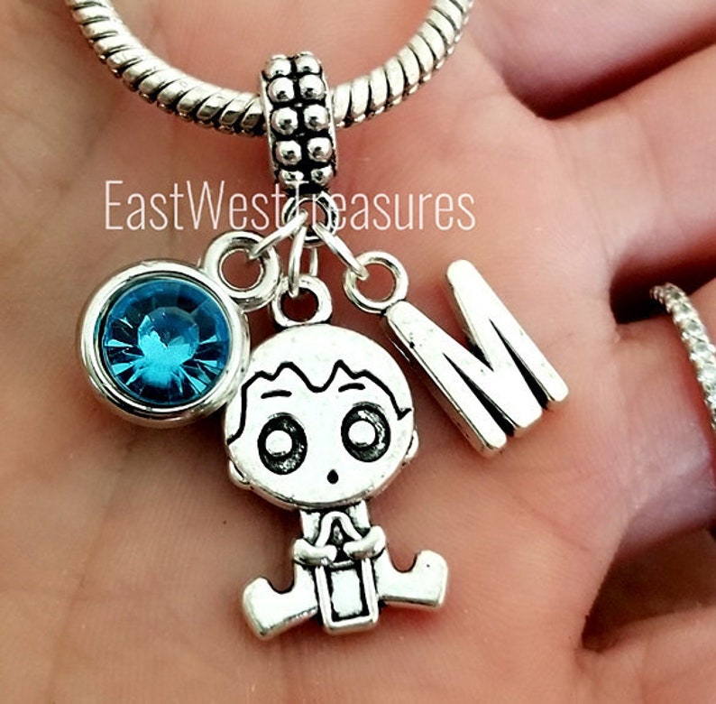 Birthstone Little Baby Boy Charm Bracelet Necklace Keychain Etsy