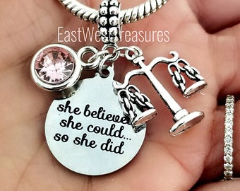 Personalized Scales of Justice Law Charm bracelet Necklace Keychain gift for Women Lawyer Attorney Paralegal Graduation gifts