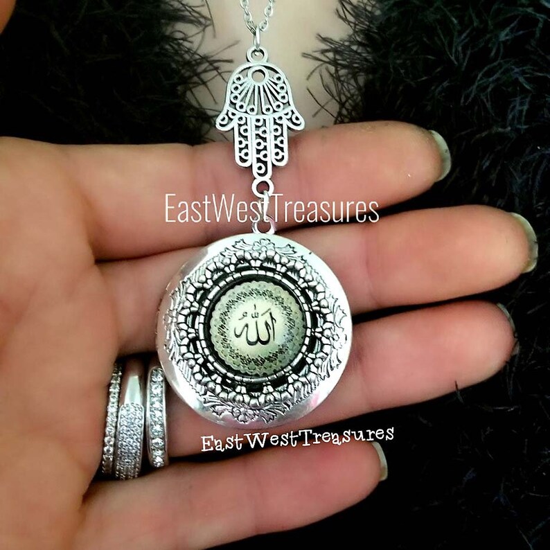 Arabic Islamic Gift for Women Allah Medallion 2 Photo Locket Etsy