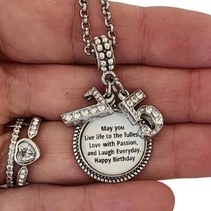 Happy 75th Birthday gift Charm Bracelet Necklace Keychain for turning 75 woman birthday gift