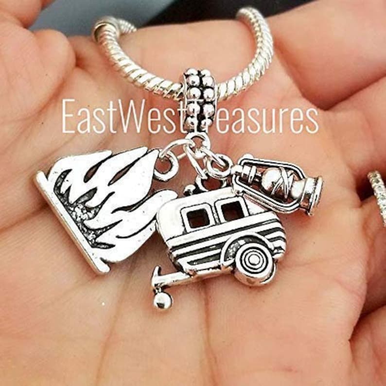 RV Trailer Camp Fire Charm Bracelet Necklace Keychain With Etsy