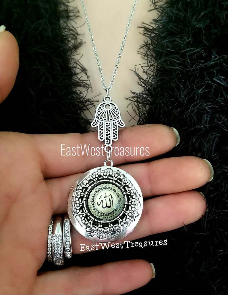 Arabic Islamic Gift for Women Allah Medallion 2 Photo Locket Etsy