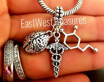 Psychologist Gift, Brain Neuroscience Neurology Neurologist, Charm Bracelet Necklace Keychain, Jewelry gift for Women