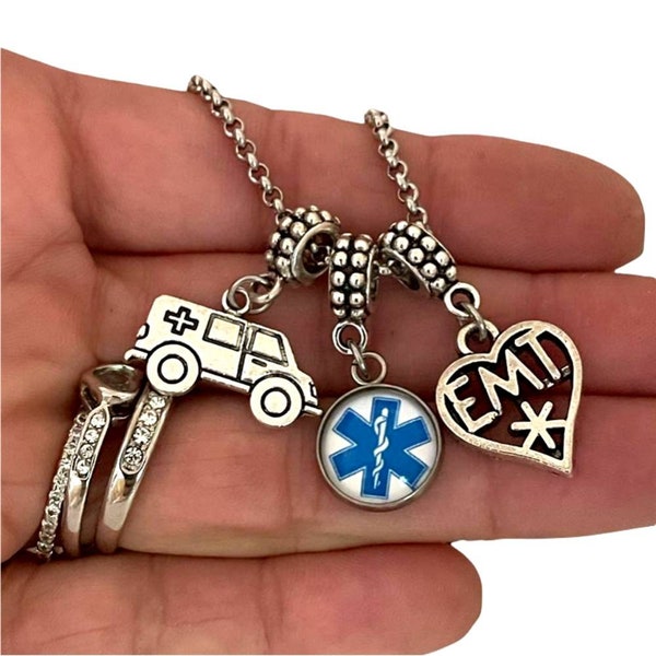 Ambulance Charms, EMT charms, Medic Paramedic Charms, Charm for Pandora, Charm Bracelet necklace