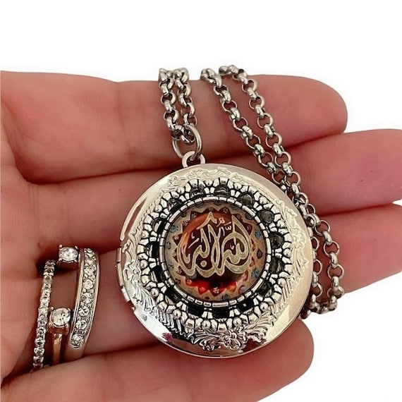 Islamic Arabic Allah Photo Locket Necklace Personalized With