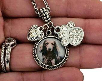 Dachshund Charm Bracelet Necklace Personalized with your own Dog Picture, Dachshund memory Jewelry gift for Women