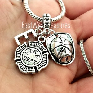 Firefighter Fireman Fire Fighter Charm Bracelet Necklace Keychain Personalized jewelry gift for Men Women