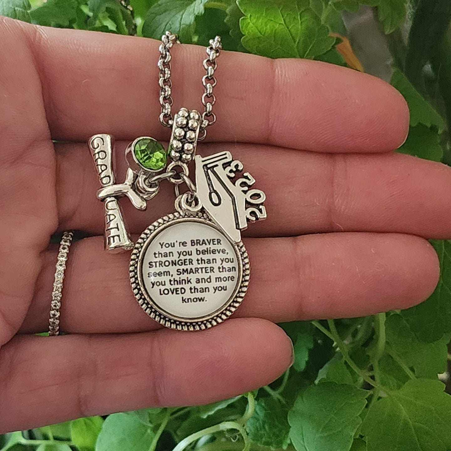 Silver 2022 2023 2024 Graduation Gift Hat Diploma Charm Bracelet