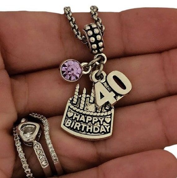 Personalized 40 40th Birthday Cake Charm Bracelet Necklace
