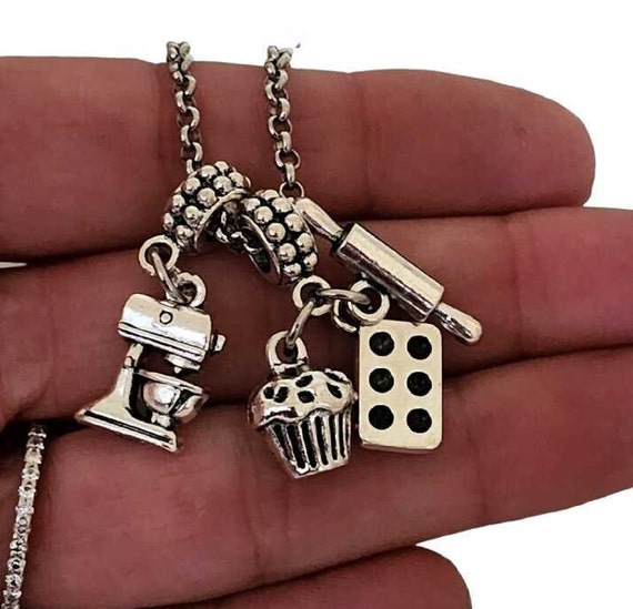 Baker Muffin cupcake Charm Bracelet Necklace Keychain purse Key chain Gift for women Pastry Chef Cook Baker Etsy