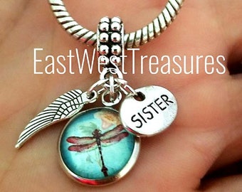Sister Angel Memorial Charm Bracelet Necklace for Loss Memory of Sister