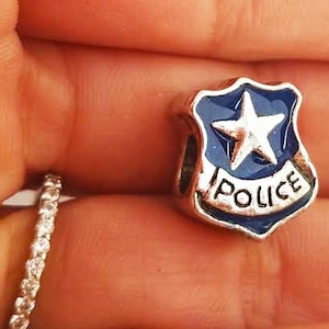 Police Badge Charm, Policeman Charm, Serve protect Charm bead, for European Charm Bracelet & similar