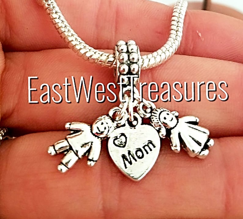 Mom of two twin boys girls charm bracelet necklace-mom boy girl charm-Mother son daughter gift for mom of two boy girl