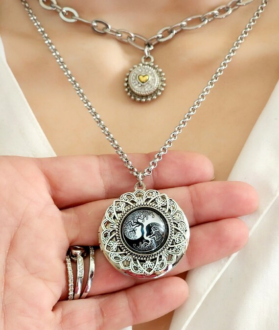 thumbnail image 2 of Celtic Locket Necklace - 925 Sterling Silver Moonstone Pendant For Women 2 of 11