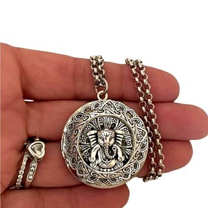 Lucky Elephant Photo Locket Necklace Personalized with Custom Picture Message for Women
