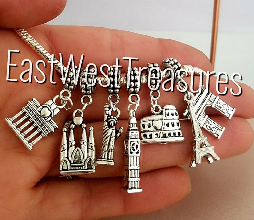 Landmark Charm, Charm for Pandora, Barcelona Spain, Italy Rome, Statue of Liberty, Germany, Big