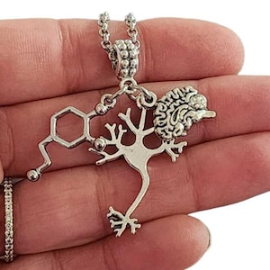 Neuron Brain Serotonin Psychiatry Psychology Charm Bracelet Necklace Keychain Neuroscience Neurology gift Women Psychologist Psychiatrist