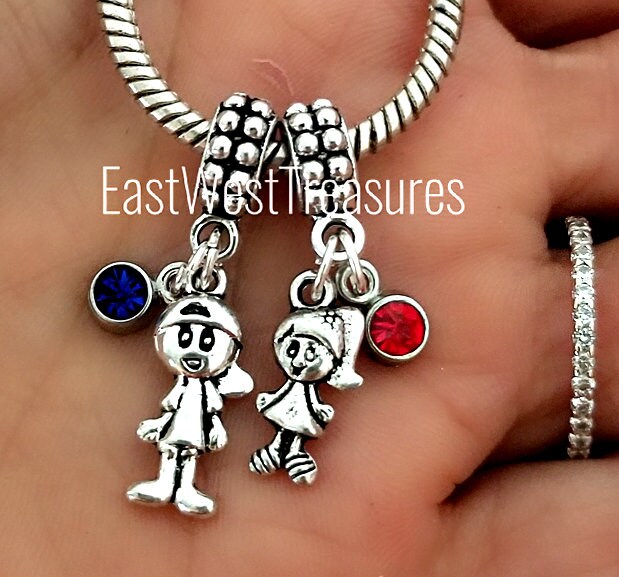 Personalized Little Boy and Girl Charm With for Fit Bracelet Etsy