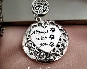 Pet Memorial Photo Locket Necklace Personalized with Pet Picture - Sympathy Keepsake Jewelry Gift in memory of Cat dog Pet
