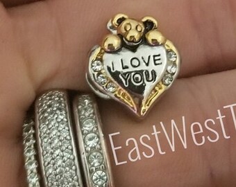 Abalorio con la frase "Te quiero" para pulseras de dijes de estilo europeo y de diseño hechas a mano.
