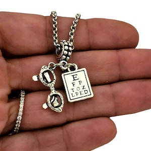 Snellen Chart Eye Doctor Optometrist Optician Gift Eye chart Charm Bracelet Necklace for Women