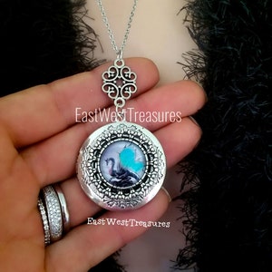 Mystical Dragon Fantasy Photo Locket Pendant Charm Necklace Personalized with Picture Photo or Message for Women