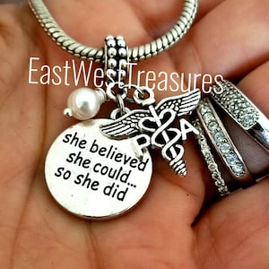 Physician Assistant Gifts Medical Assistant Gift Charm Bracelet Necklace Purse Bag Key Chain Keychain for New PA Graduation Women