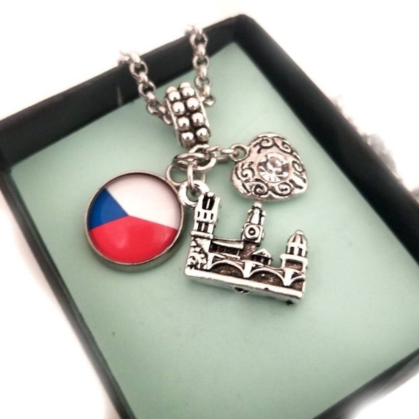 Prague Czech republic Flag Charles bridge Charm for Bracelet Necklace Travel Landmark Jewelry