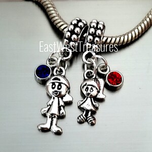 Personalized Little Boy Girl Charm Bracelet Necklace for Pandora with 1 2 3 4 5 6 7 Grandkids Grandchildren kids Birthstone charm