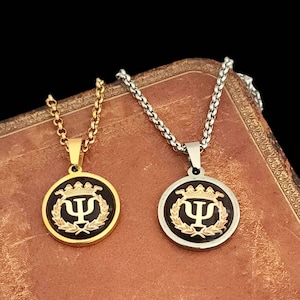 Psi Psychology Psychiatry Symbol Charm Pendant Necklace Gift for Psychiatrist Psychologist Men Women in Gold or Silver