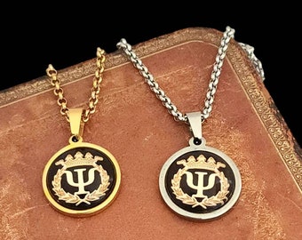 Psi Psychology Psychiatry Symbol Charm Pendant Necklace Gift for Psychiatrist Psychologist Men Women in Gold or Silver