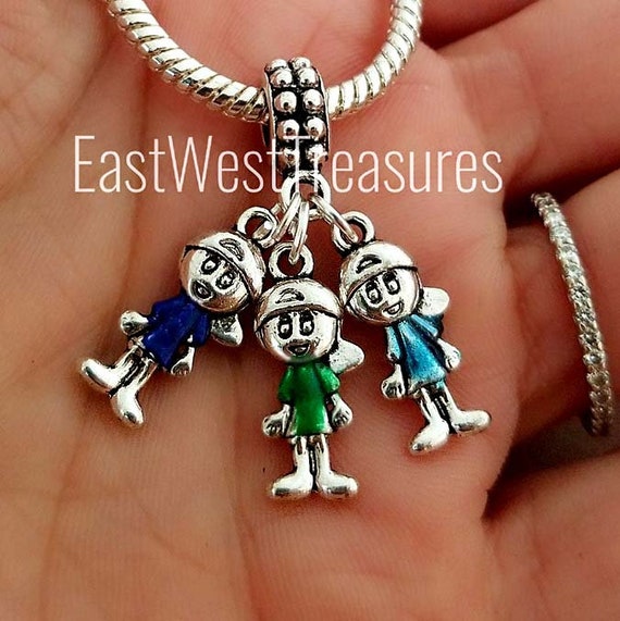 Custom Boy Son Charm Bracelet Necklace Personalized with 1 2 3 4 5 6 Boy Son Grandson Charm