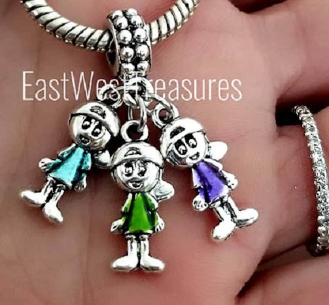 Mother of 3 Sons Charm Mom and 3 Boys Charm for Pandora Charm
