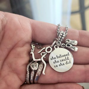 Track Runner Running shoes Charm Bracelet Necklace Keychain for Girls Women marathon Cross Country Runner