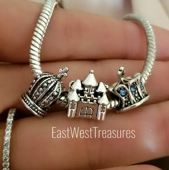 Royal crown charm Royal palace Castle charm Crown Queen King Charm bead For DIy and European charm bracelets