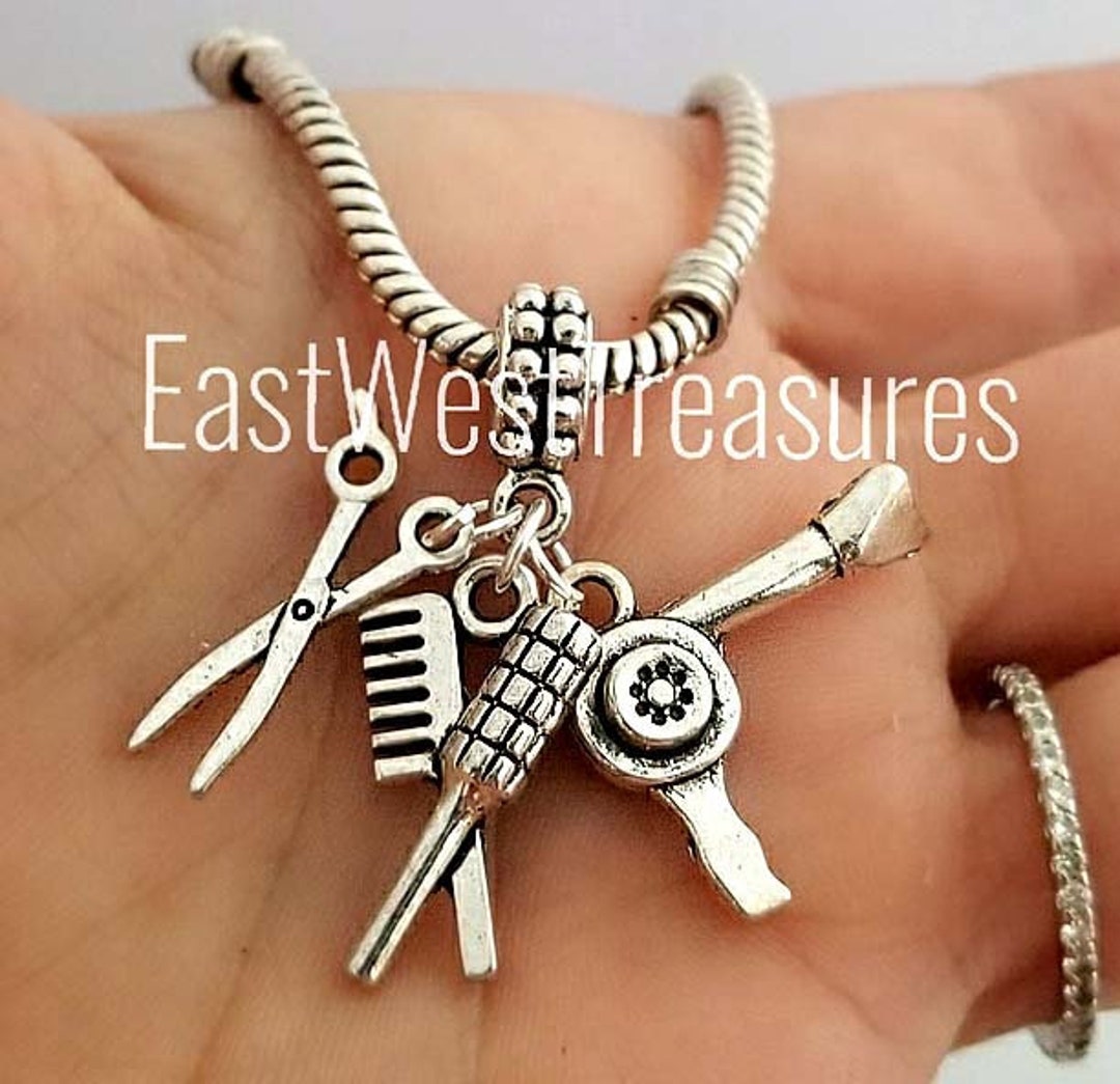 Cosmetologist Scissors, Hair Brush, & Silver Mirror Charms Lucky Penny –  Palmetto Charms & Etc.