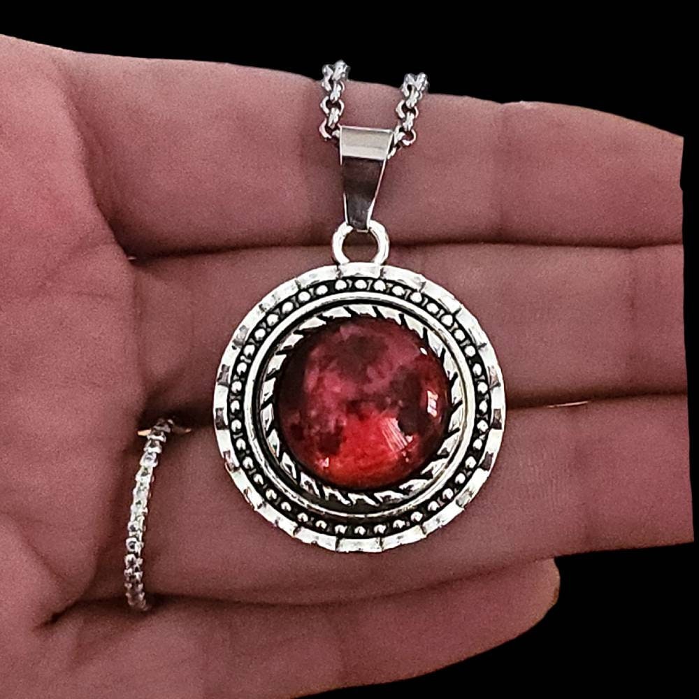 Blood Red Moon Charm Pendant Necklace for Men Women Etsy Ireland
