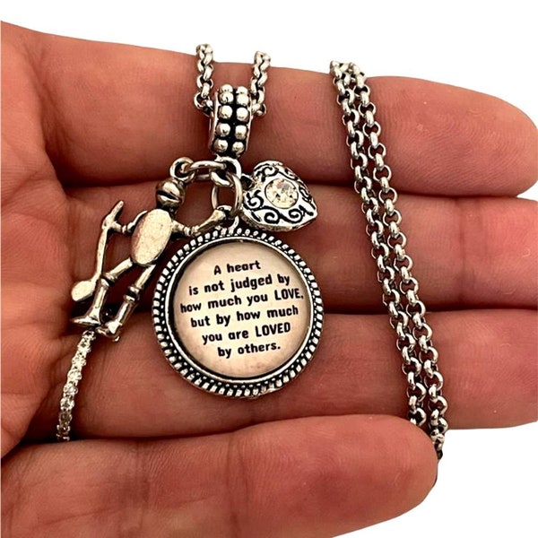 Tinman Quotes Gift Charm, bracelet, Necklace, Keychain, Jewelry gift for Girls Women, A heart is not Judged by how much you love