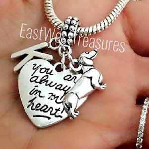Angel Dachshund Memorial Memory Gift Charm Bracelet Necklace Keychain Personalized with initial