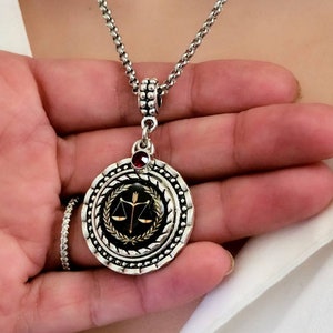 Law Scales of Justice Lawyer Necklace with Law Charm for Men Women New Attorney Paralegal Gifts
