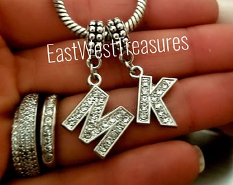 Alphabet Initial Charm Bracelet Necklace Keychain, Letter A B C D E F G H I J K L M N O P Q R S T U V W X Y Z Initial for Bracelet Necklace