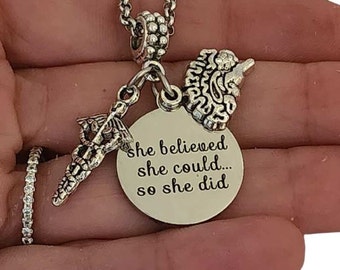 Psychiatry Psychology Brain Charm Bracelet Necklace Keychain Jewelry gift for Women Psychologist Psychiatrist