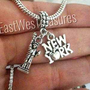 New York City The big apple Statue of Liberty Travel Charm Bracelet Necklace Keychain For Pandora