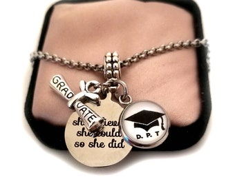 DPT Physical Therapist 2026 Graduation Gift for Women Charm Bracelet Necklace Keychain, Doctor of Physical Therapy