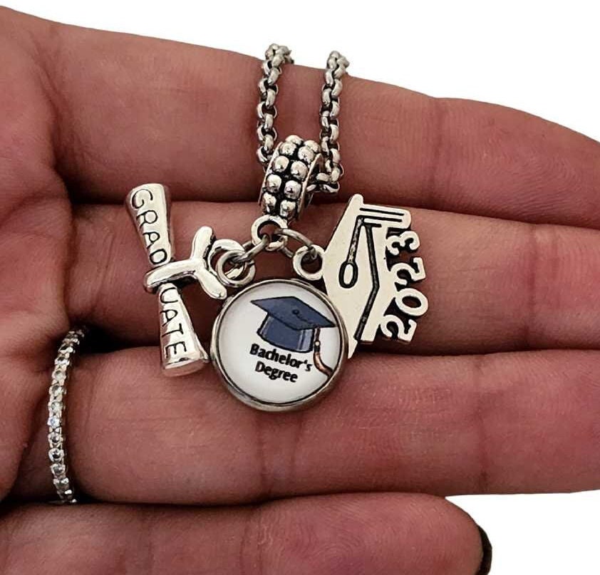Charm for Pandora Graduation Class of 2022 2023 2024 Charm Bracelet  Necklace Keychain With Hat Diploma Charm 