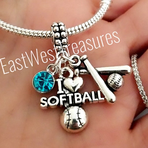 Girls Softball Charm Bracelet Necklace Keychain - Softball Jewelry gifts for girls women her - Personalized softball gifts