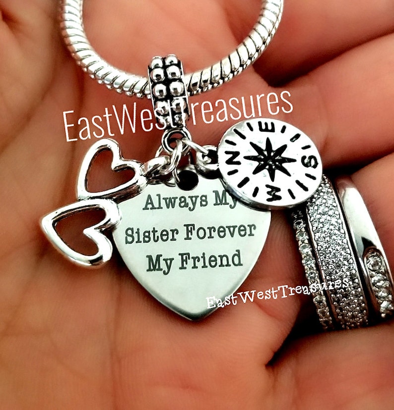Sisters by Heart Gift Always My sister Forever my friend Sister By the Heart Gift Best Friend Sister Charm Bracelet Necklace Keychain