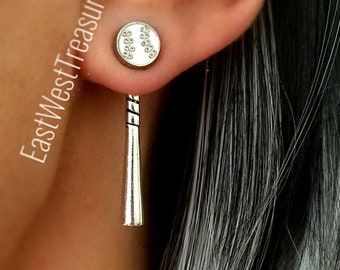 Baseball Earrings, Softball Baseball Earrings, Stud Ear Jackets, Gift for Baseball Player, Baseball Coach Mom Gift for Girls Women